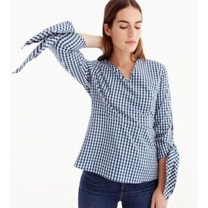 Universal Standard for J.Crew 2X Blue Gingham Top